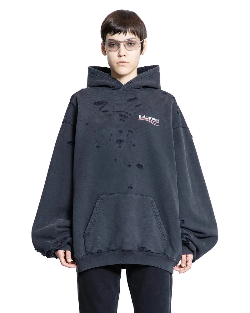 Balenciaga Political Campaign Layered Hoodie Black