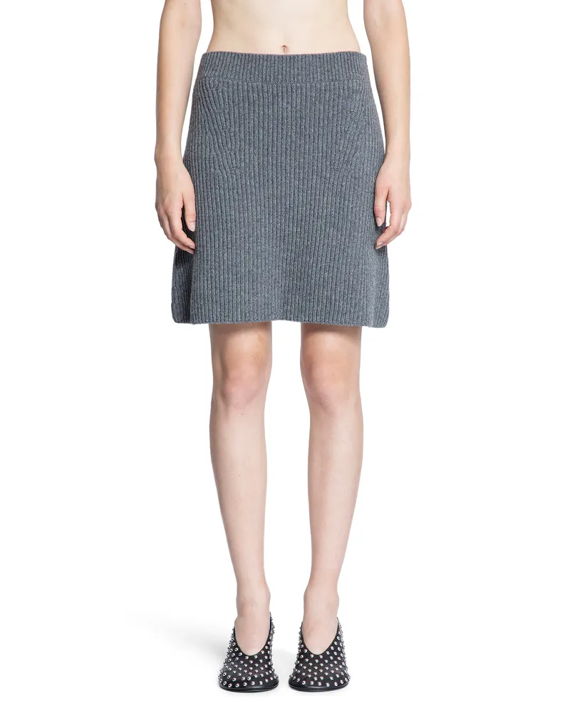 Jil Sander Wool Knit Mini Skirt Grey