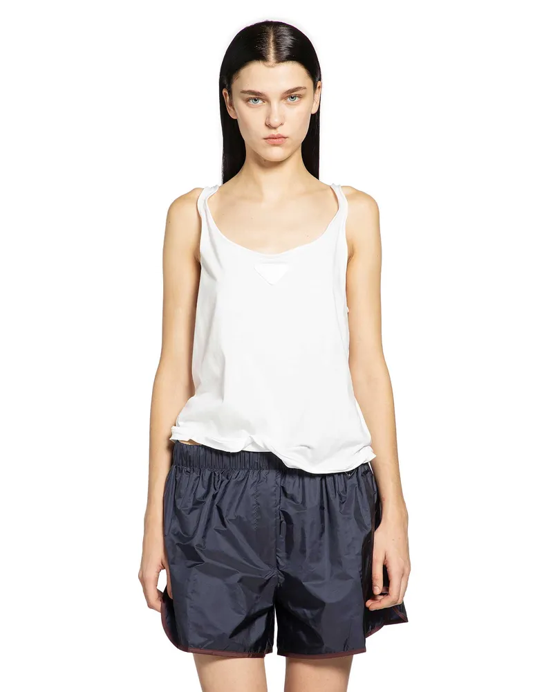 Prada Cotton Jersey Tank Top White
