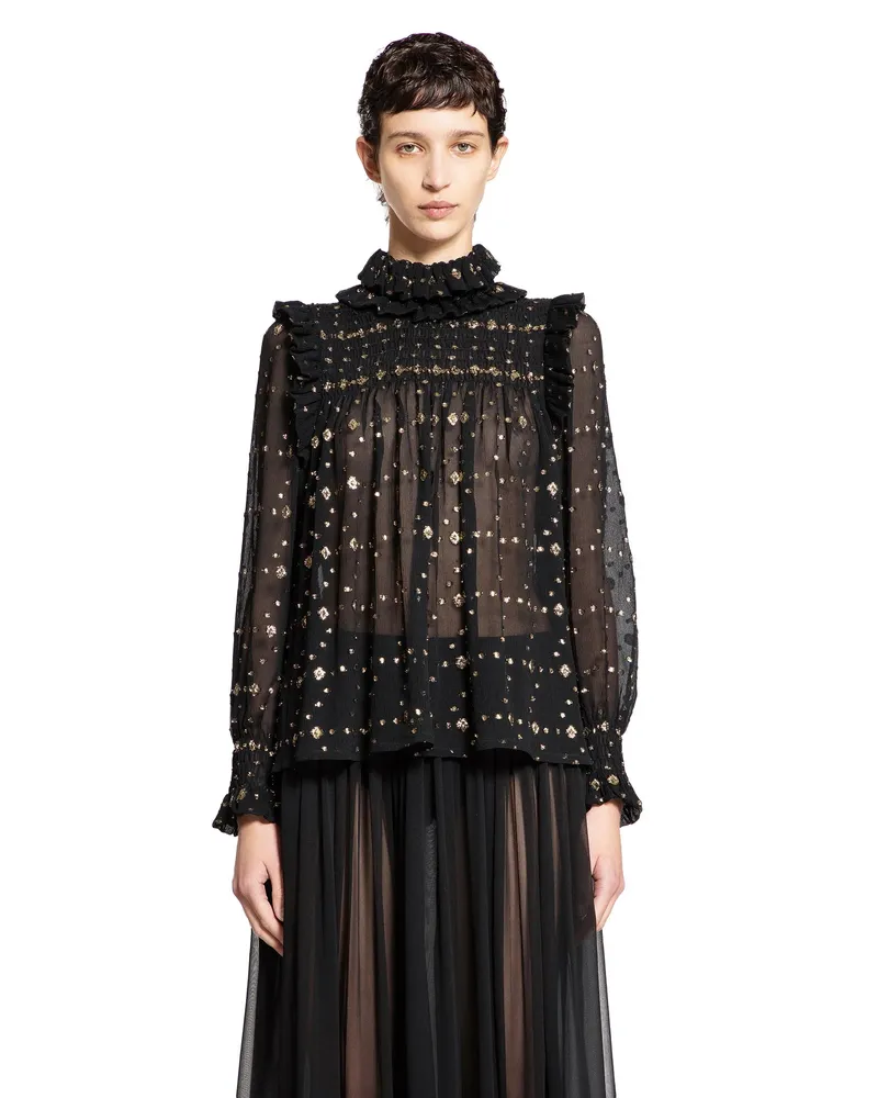 Saint Laurent Losange Fil Coupé Blouse Black