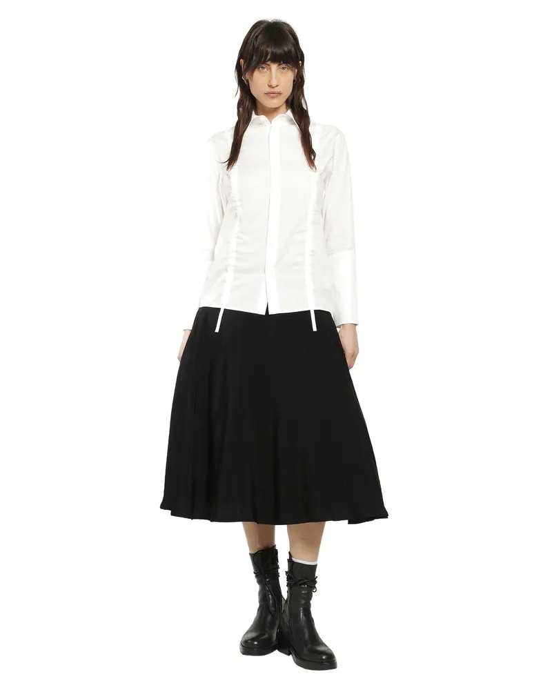 Yohji Yamamoto Crepe de Chine Gather Petticoat Skirt Black