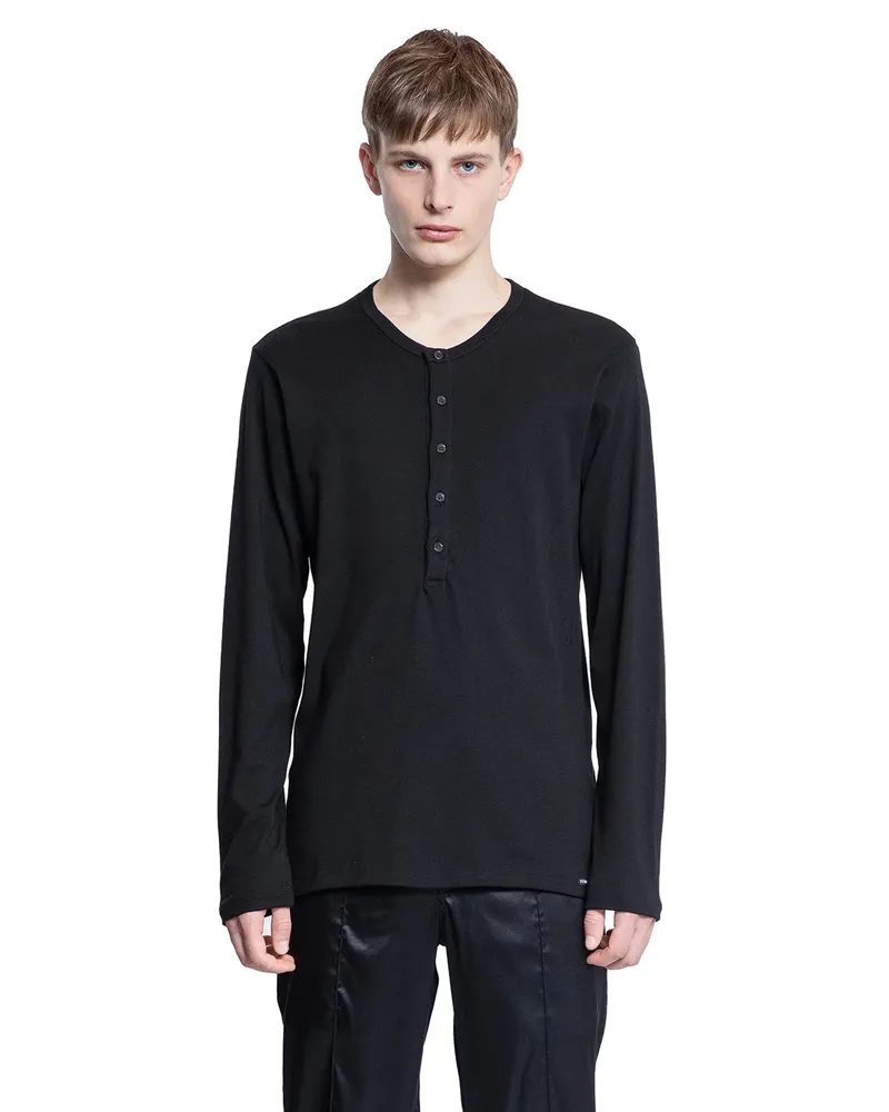 Tom Ford Henley Cotton T-Shirt Black
