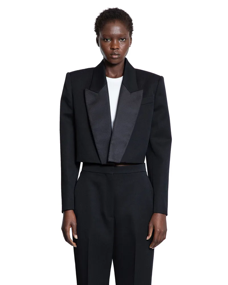 Givenchy Cropped Tuxedo Blazer in Wool Black