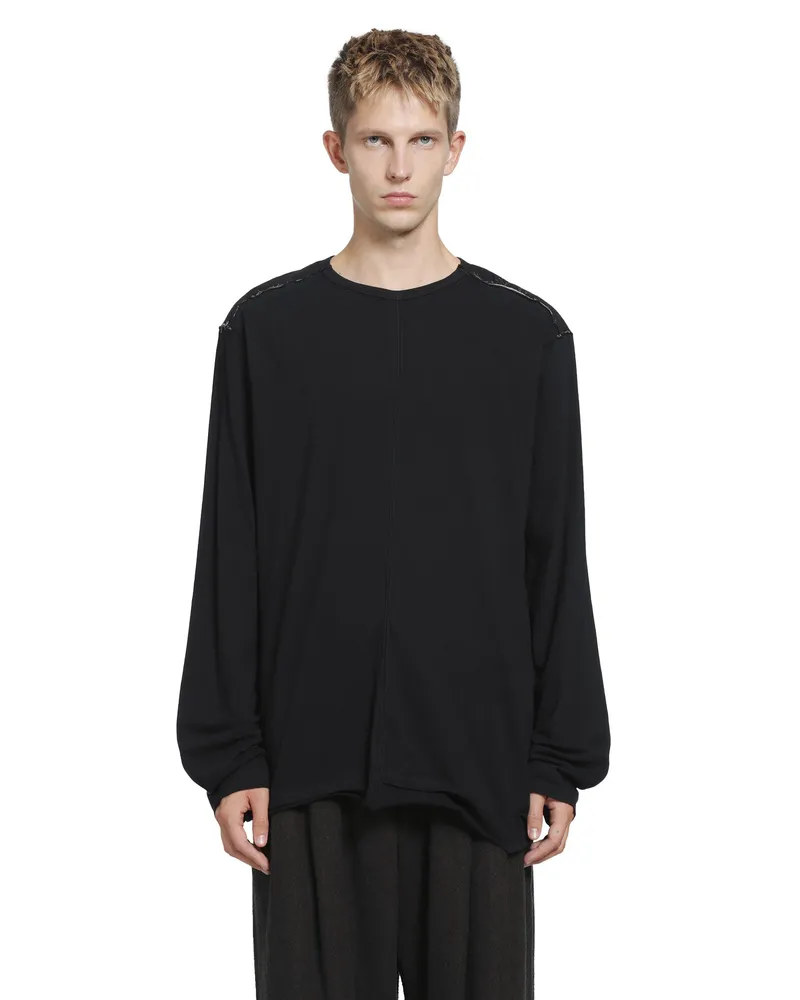 Ziggy Chen Front Seam Long Sleeve T-Shirt Black