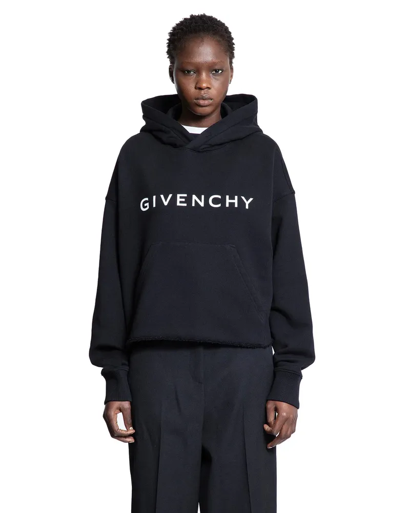 Givenchy Archetype Cropped Logo Hoodie Black