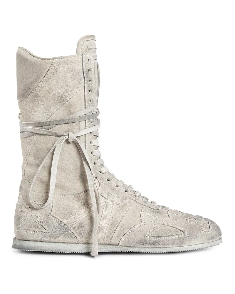 Ann Demeulemeester Palne High-Top Boxing Sneakers in Suede Off-white