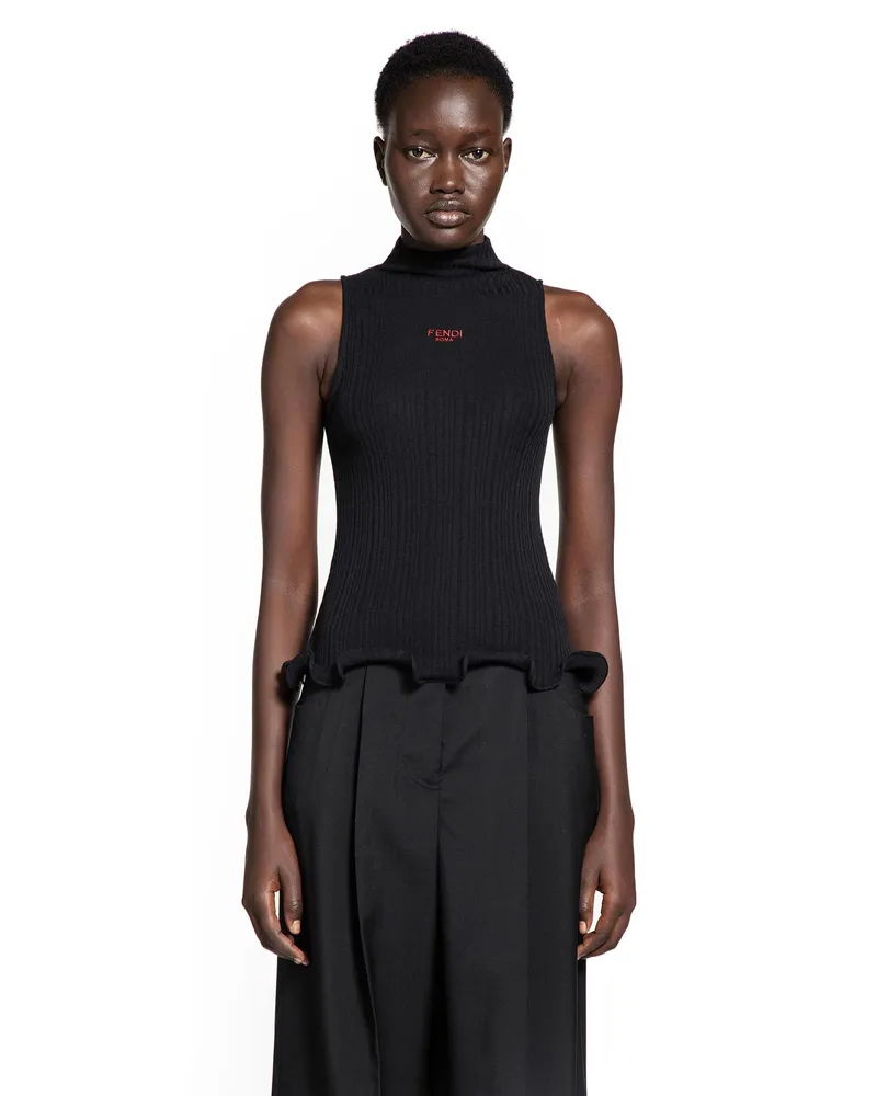 Fendi Roma Turtleneck Top Black