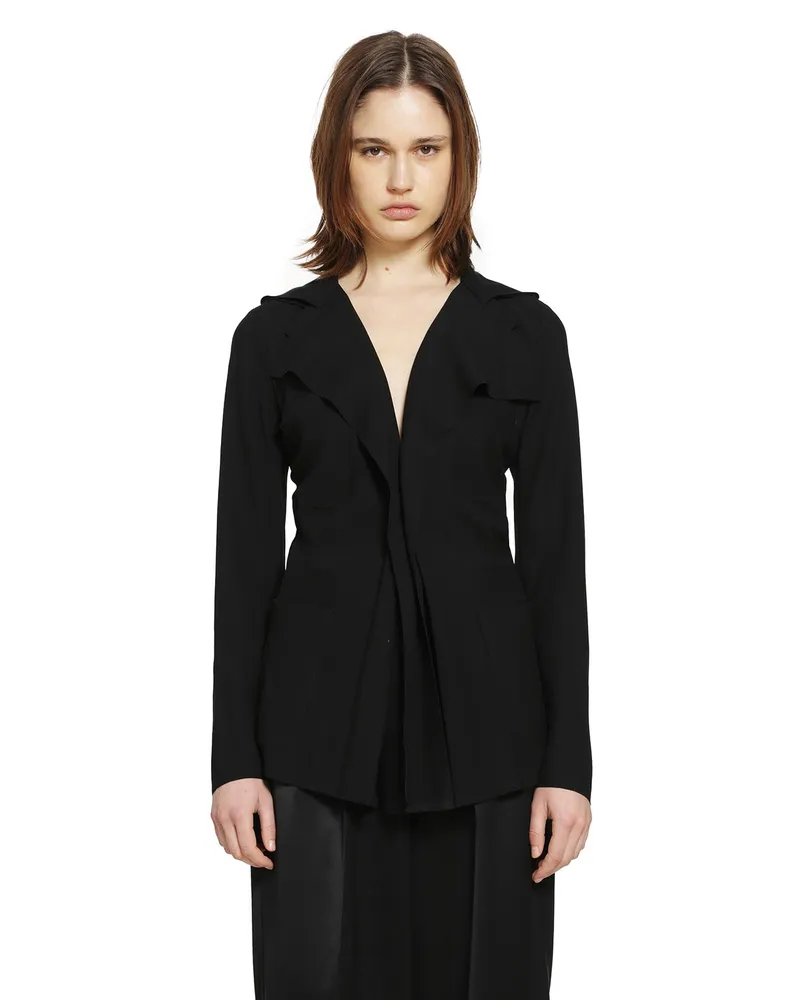 Junya Watanabe Pleated Blazer in Poly Twill Black