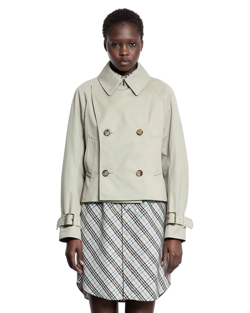 Burberry Cotton Blend Trench Jacket Beige