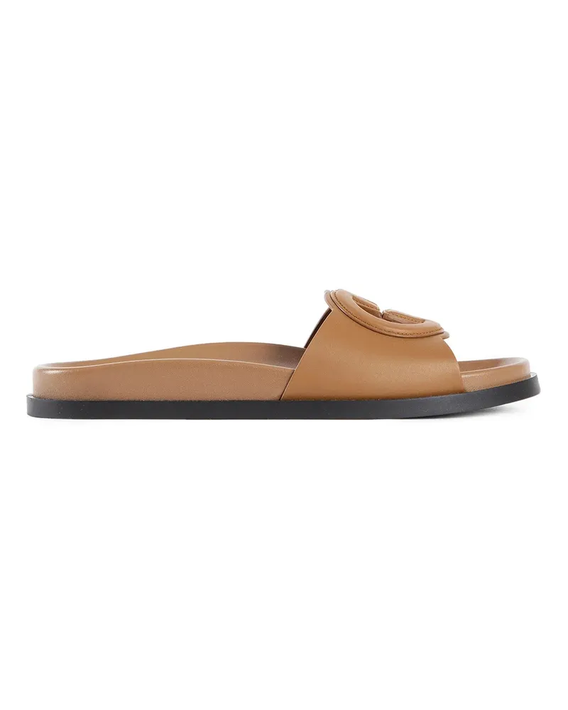 Gucci Sandali con doppia G intrecciata Brown