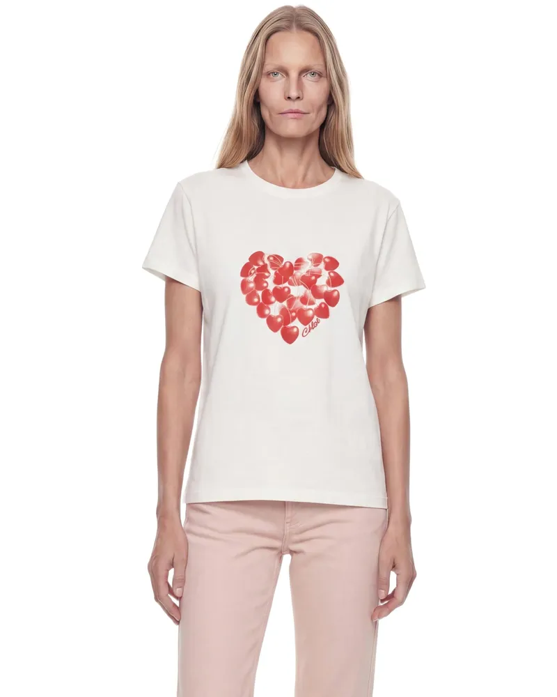 Chloé Printed Cotton T-Shirt Off-white