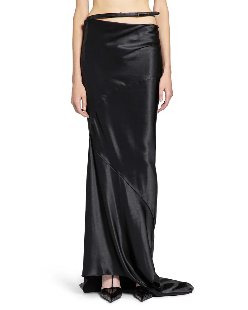 Tom Ford Silk Satin long Bias Skirt Black