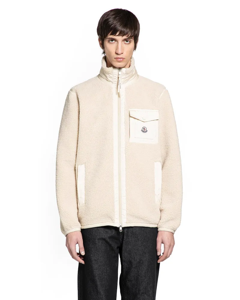 Moncler Teddy Zip-Up Sweatshirt Beige