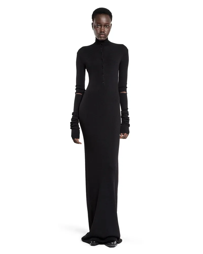 Ann Demeulemeester Hanzel Long Serafino Rib Dress Black