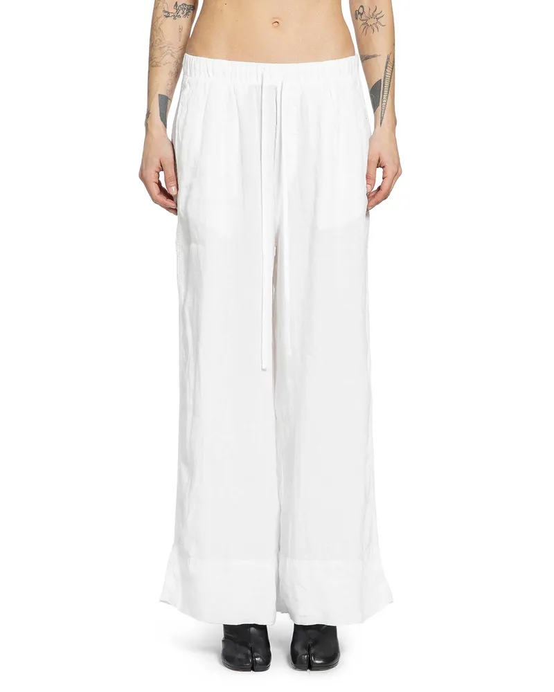 THOM KROM Cropped Wide Leg Trousers Off-white
