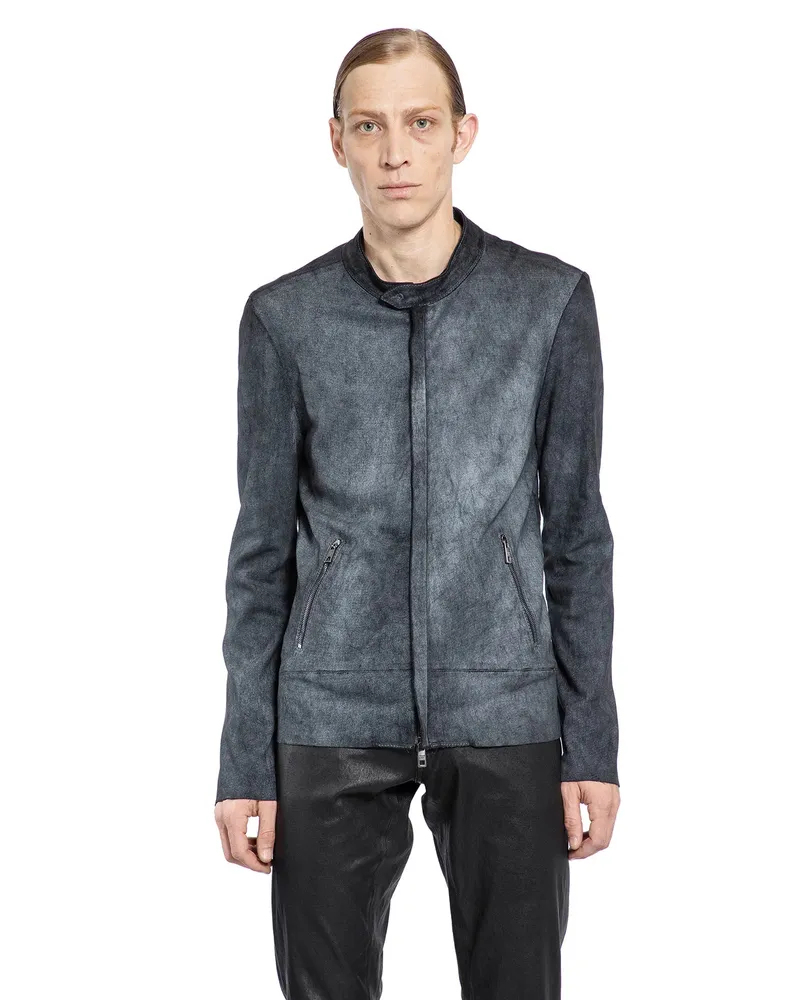 Giorgio Brato Coated Stretch Lambskin Biker Jacket Black