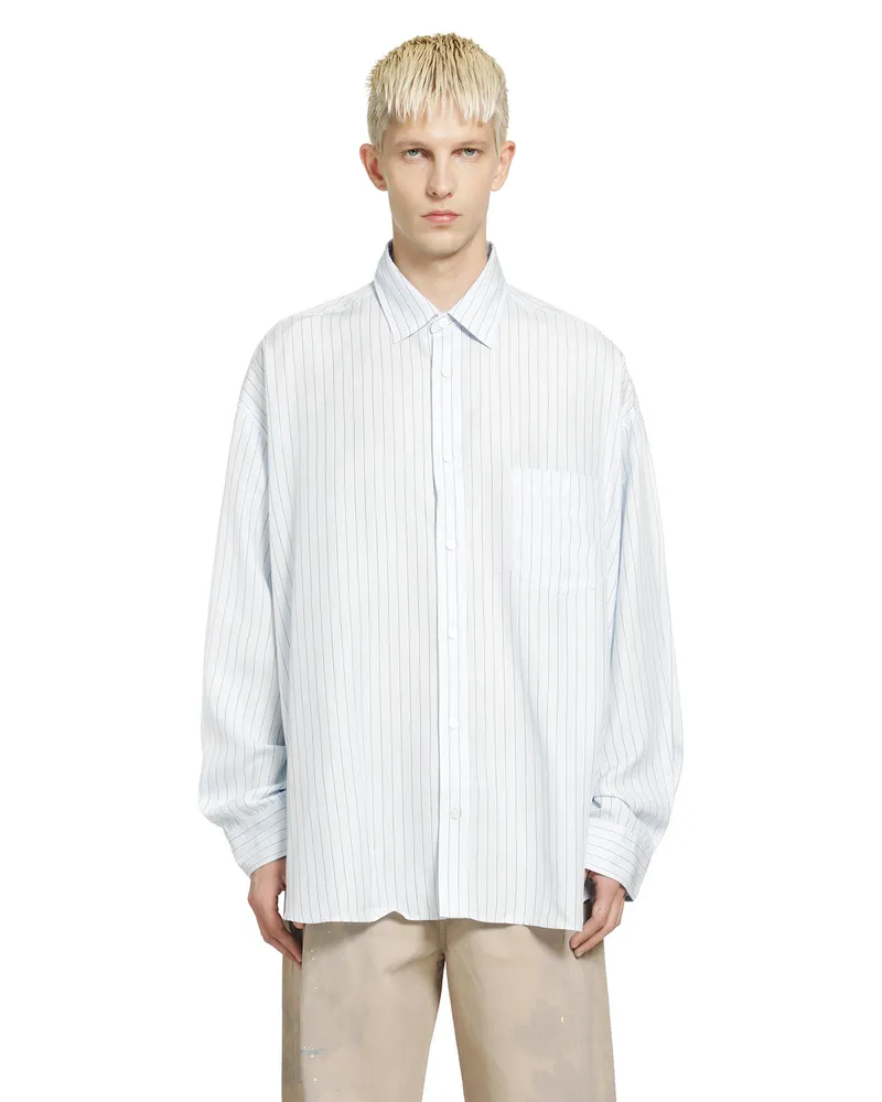 Acne Studios Striped Button-Up Shirt Blue