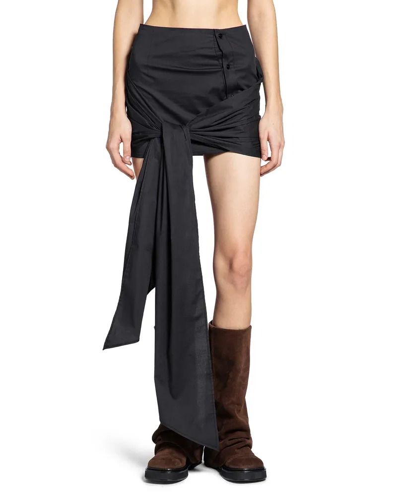 ATTICO Cotton Poplin Stretch Mini Skirt Black