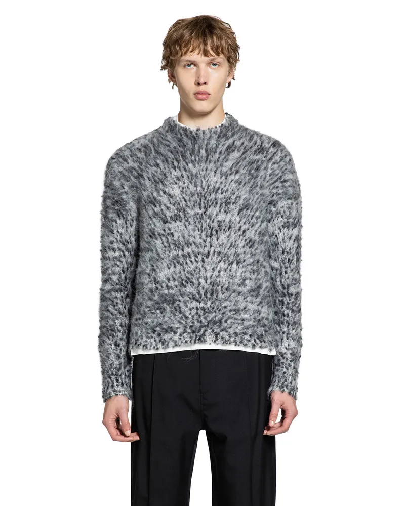 Marni Heyna Jacquard Mohair Sweater Grey