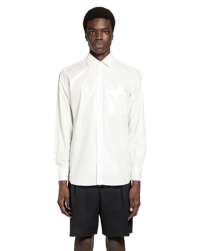 Maison Margiela Foiled Cotton Poplin Shirt White