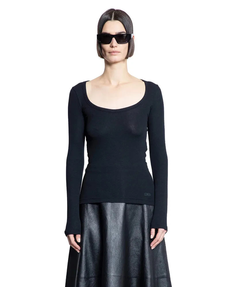 Balenciaga Bb Garderobe Top con Scollo Black