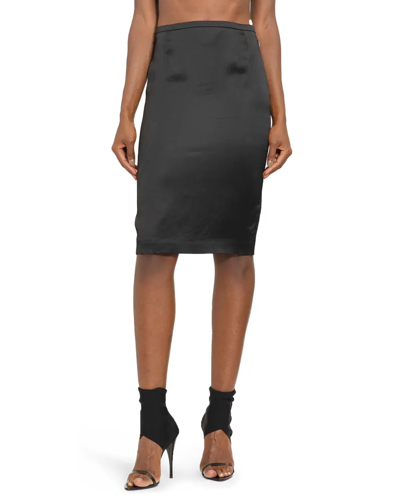 Saint Laurent Pencil Skirt in Satin Black