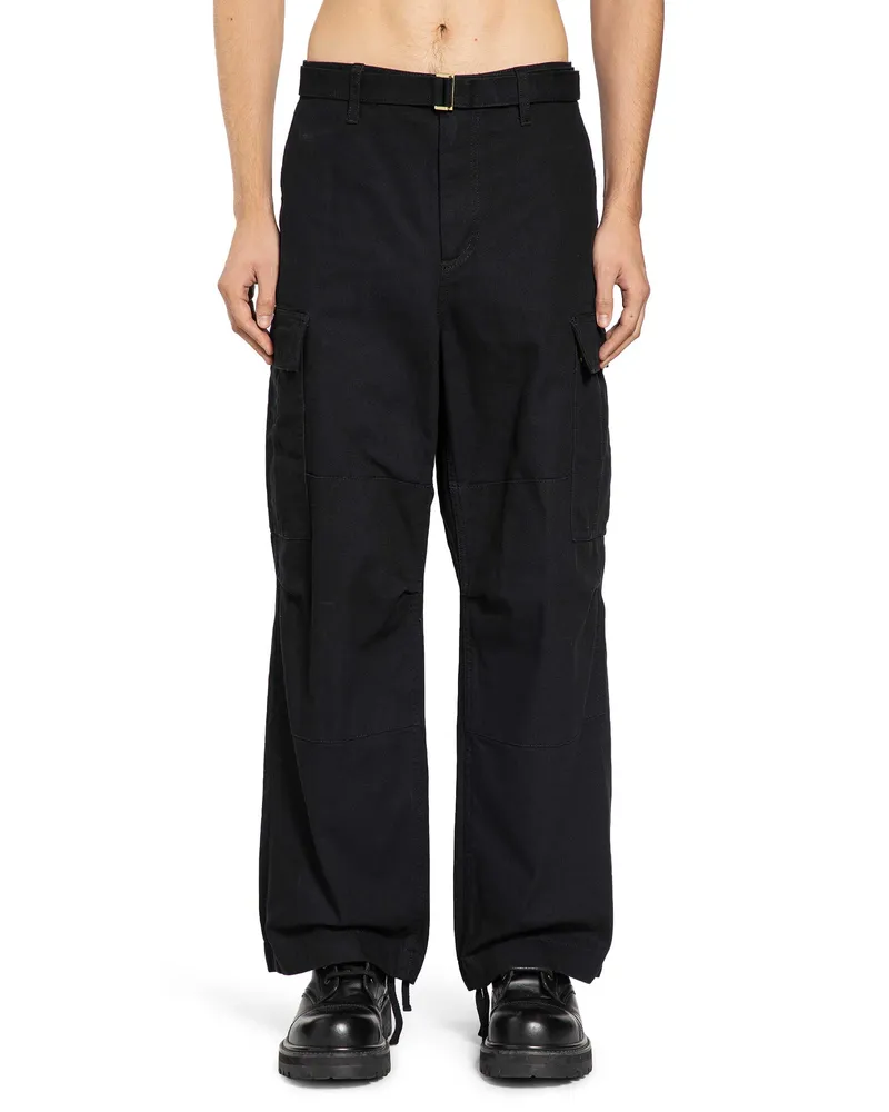 Sacai Cotton Canvas Cargo Trousers Black