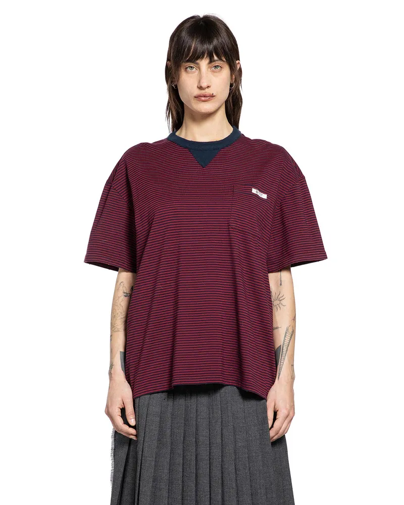 Prada Oversized Striped Jersey T-Shirt Red