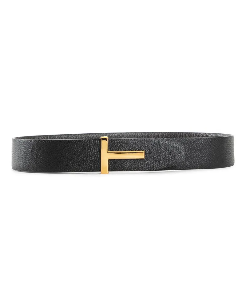 Tom Ford Soft Grain Leather T Icon Belt Brown