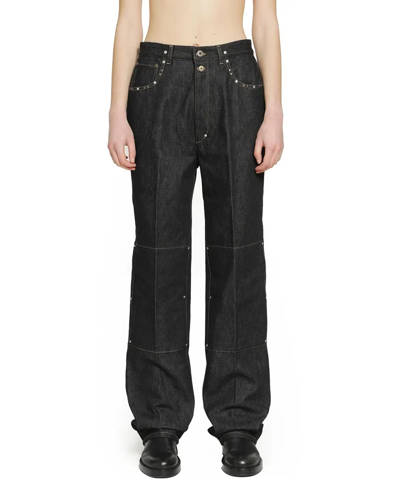 Christophe Lemaire High-Waisted Straight Pants with Studs Grey