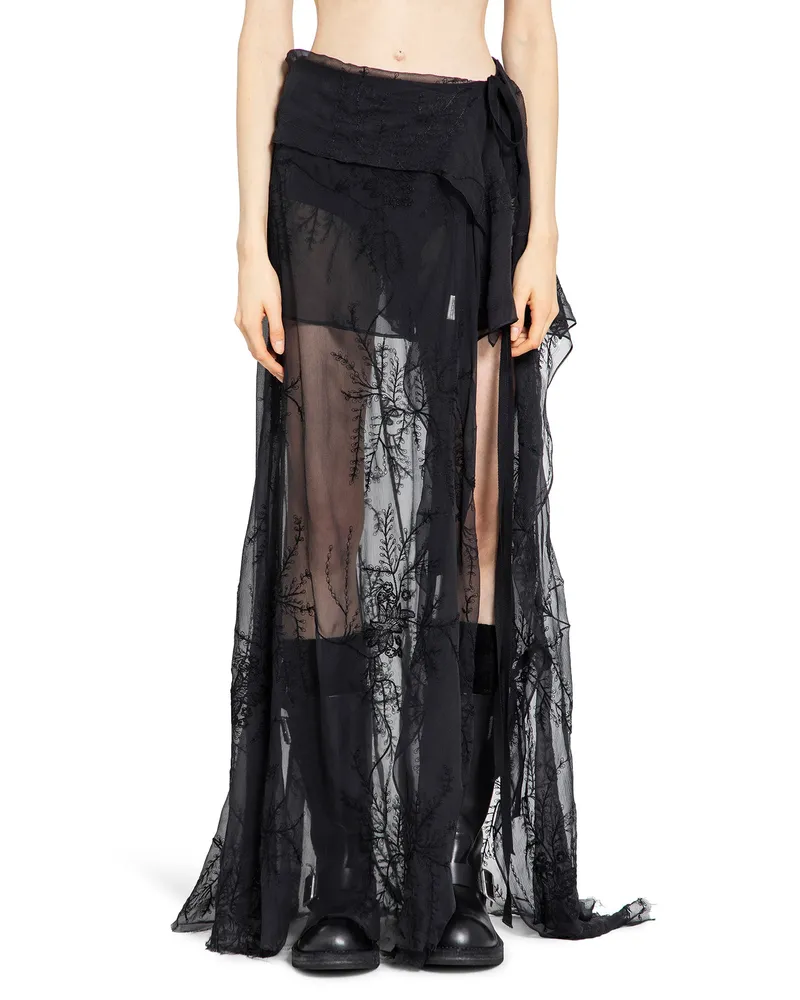 Ann Demeulemeester Lona X-Long Asymmetric Apron Black