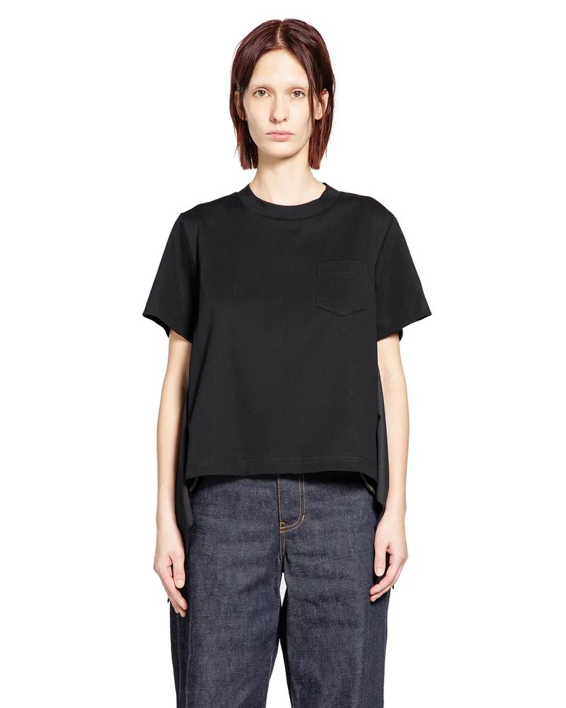 Sacai Poplin x Cotton Jersey T-Shirt Black