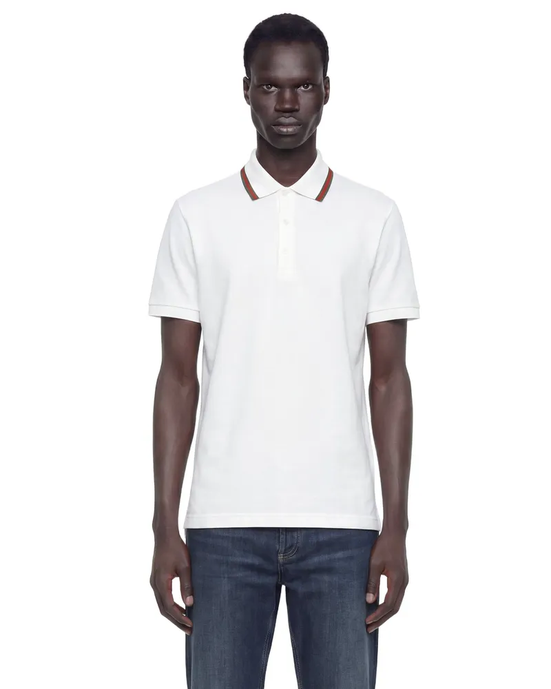 Gucci Cotton Jersey Piqué Polo Shirt White
