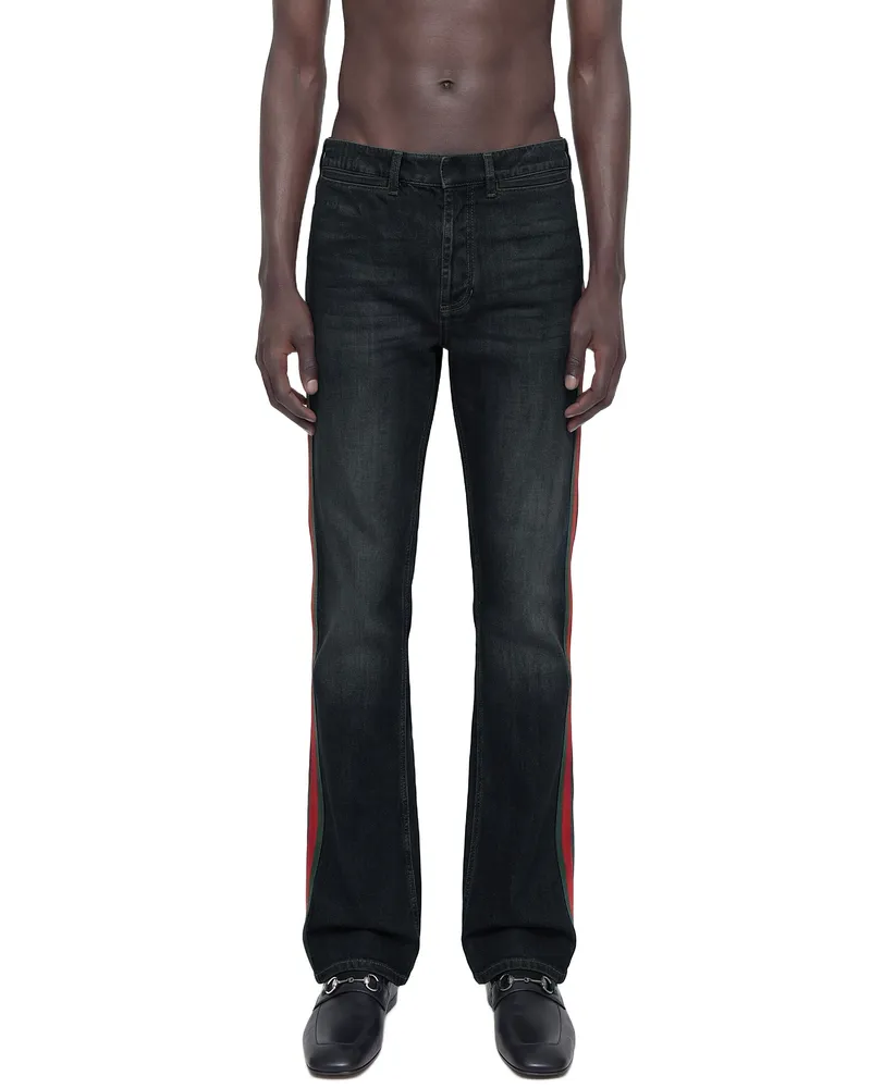 Gucci Flared 5 Pocket Jeans with Web Black
