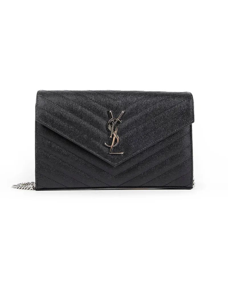 Saint Laurent Classic Cassandre Chain Wallet Black