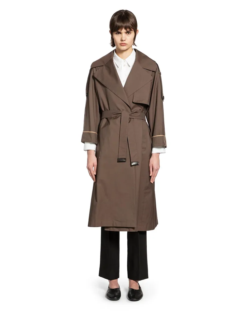 Max Mara Oversized Water-Repellent Twill Trench Coat Brown