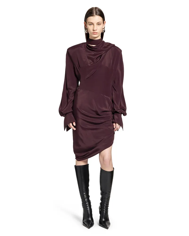 Thierry Mugler Draped Scarf Dress Red