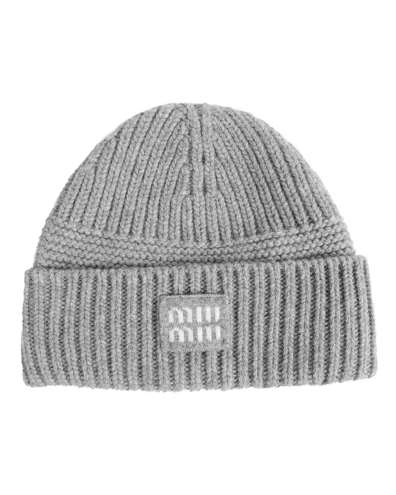 Miu Miu Wool Cashmere Beanie Grey