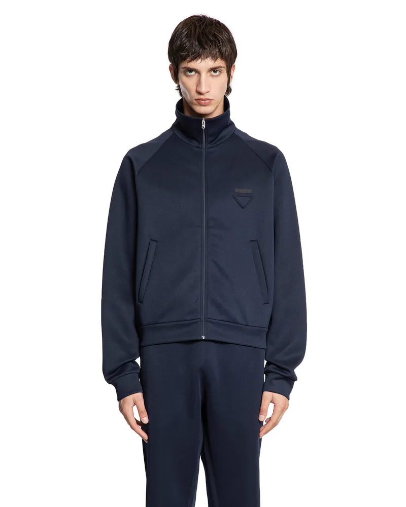 Prada Techno Jersey Track Jacket Blue