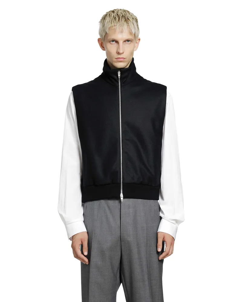 Jil Sander Wool Melton Padded Vest Blue