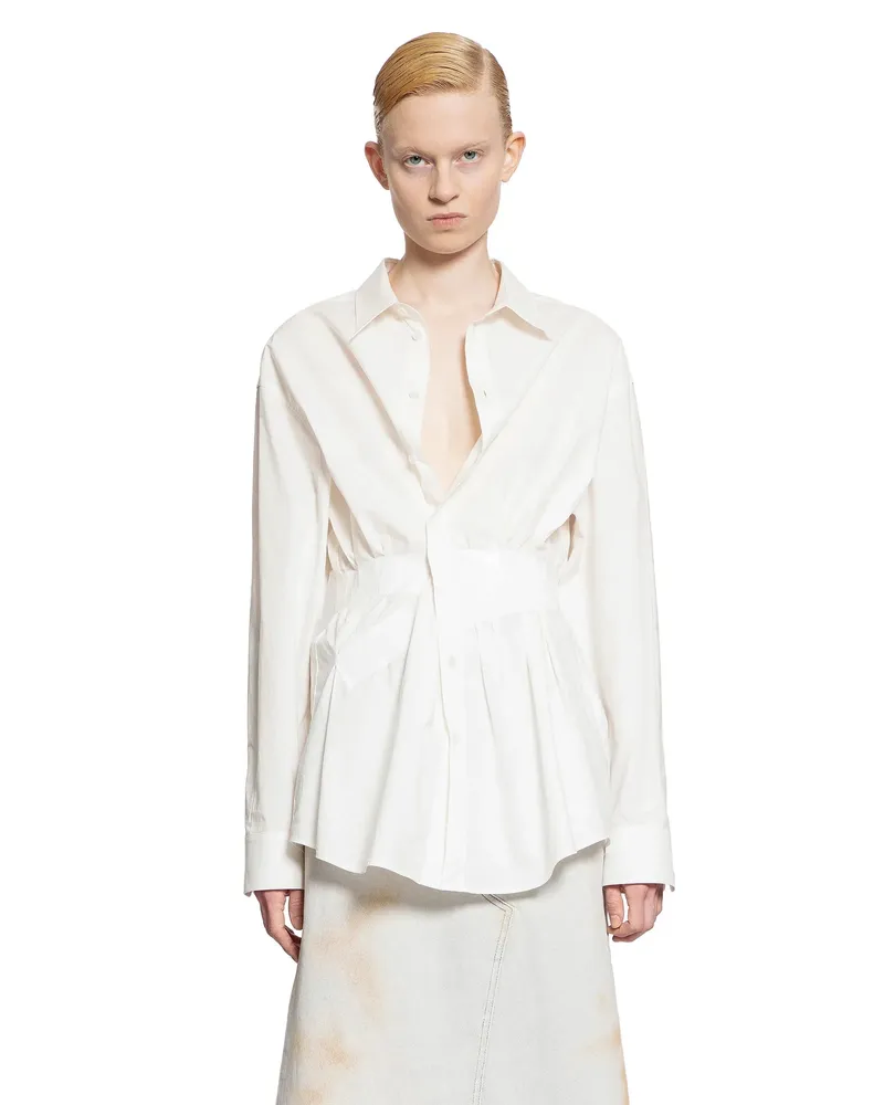 Maison Margiela Gathered Long Sleeve Shirt Off-white