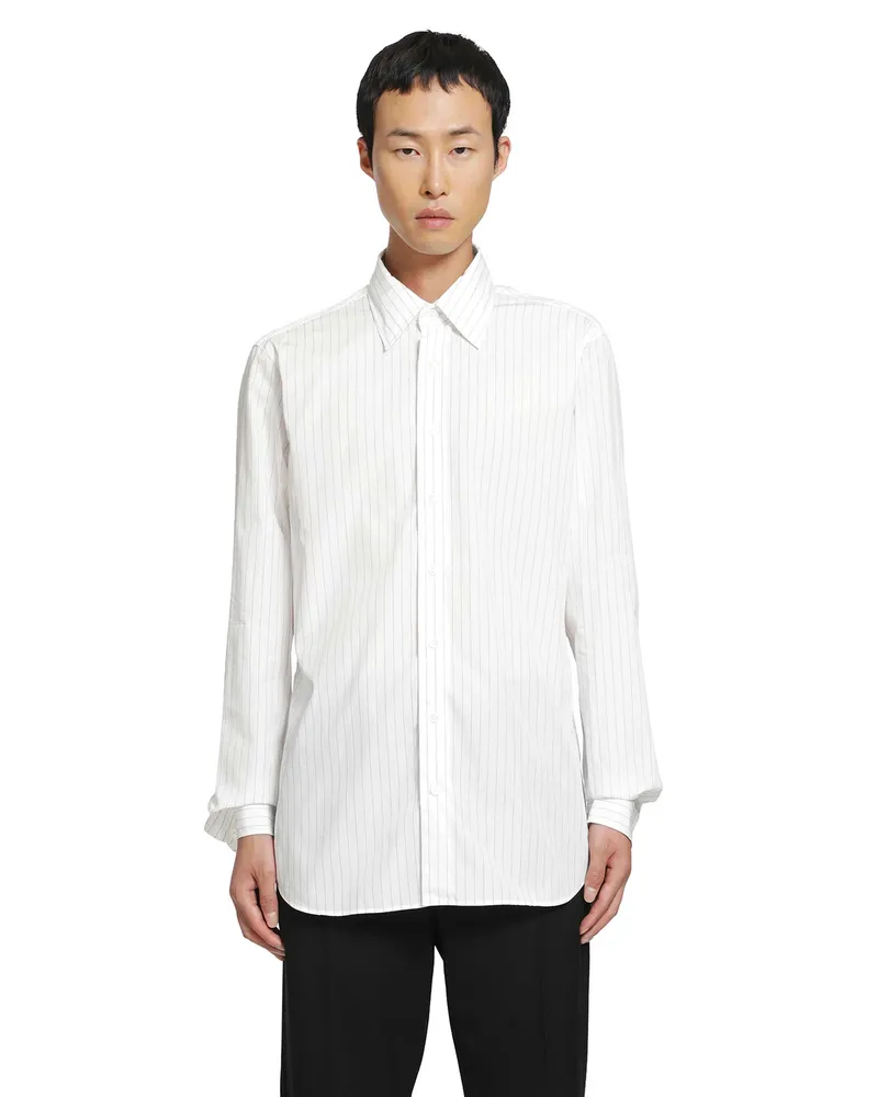 LARDINI Pinstriped Cotton Shirt White