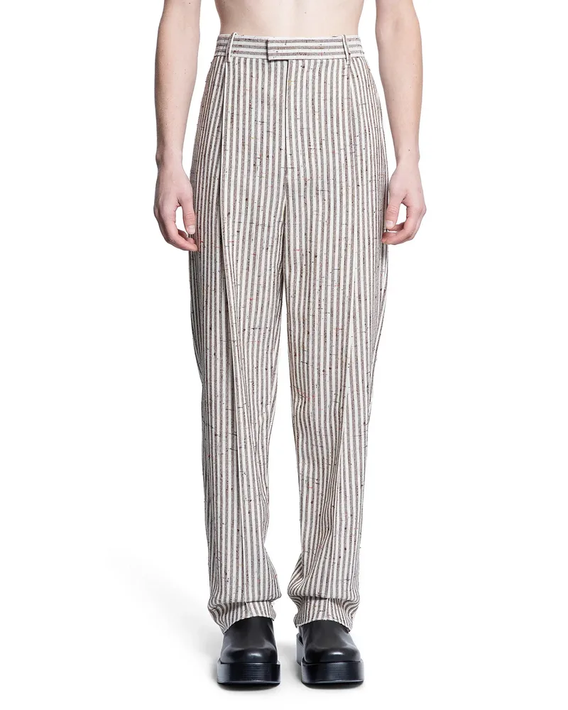 Bottega Veneta Subtle Stripe Wool Trousers Brown