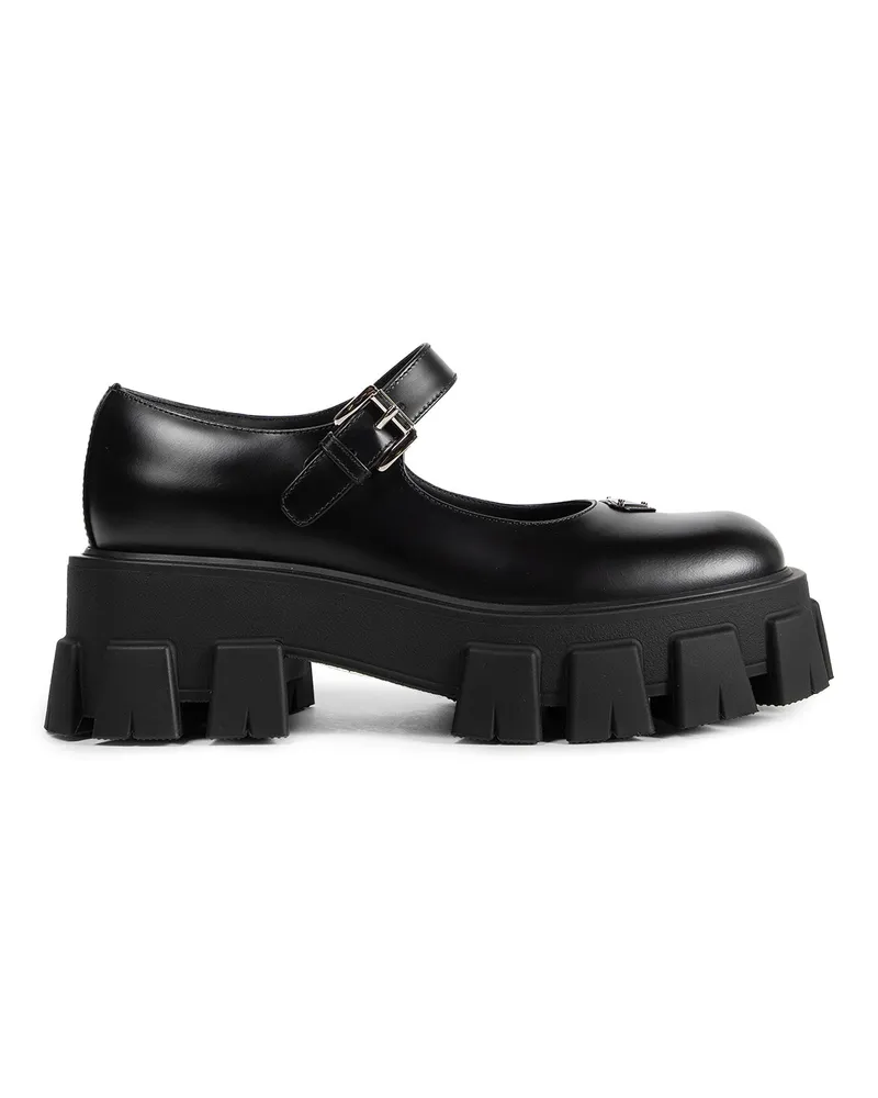 Prada Brushed Leather Monolith Mary Janes Black