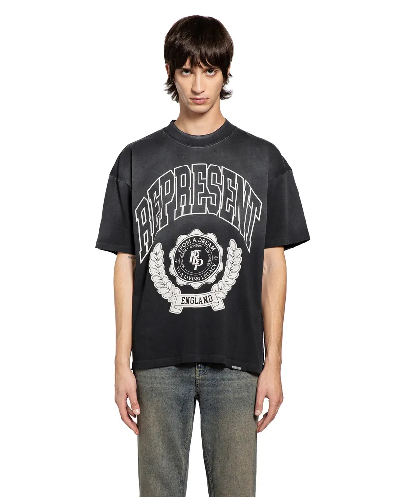REPRESENT Oversized Printed Cotton T-Shirt Black