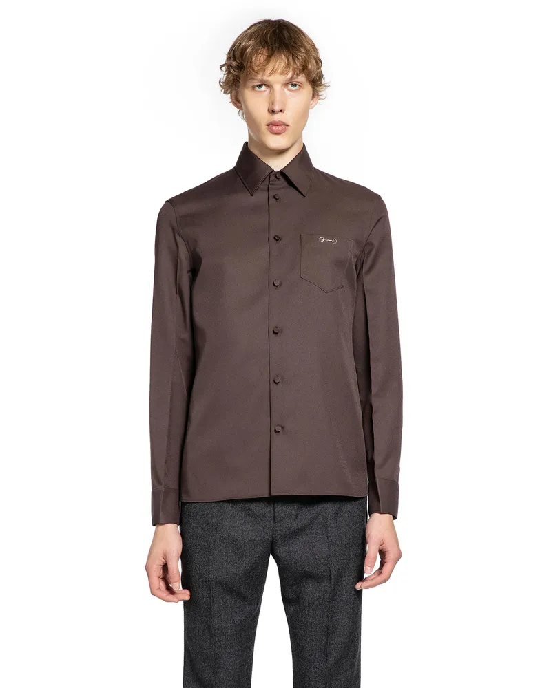 Gucci Twill Shirt Brown