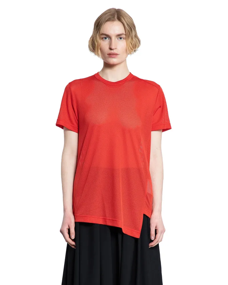 Comme des Garçons Asymmetric Nylon Mesh T-Shirt Red