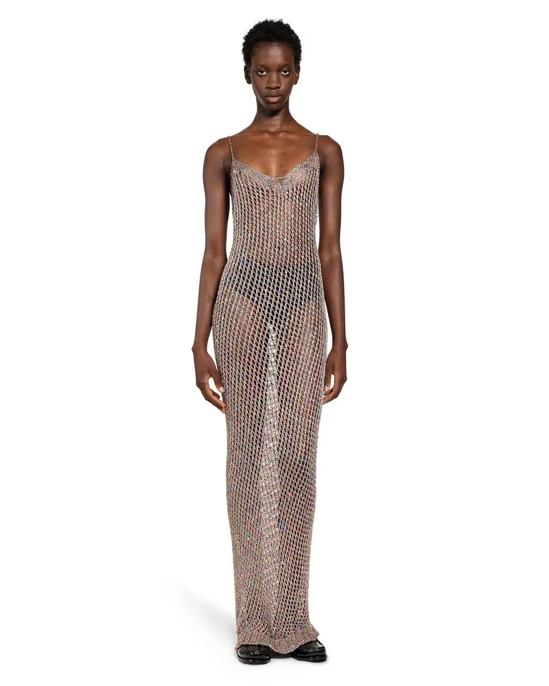 Laneus Openwork Long Crochet Slip Dress Multicolor