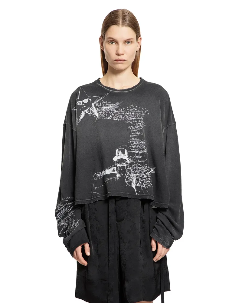 Ann Demeulemeester Nikita ''Sketchbook'' Long Sleeve T-Shirt Black