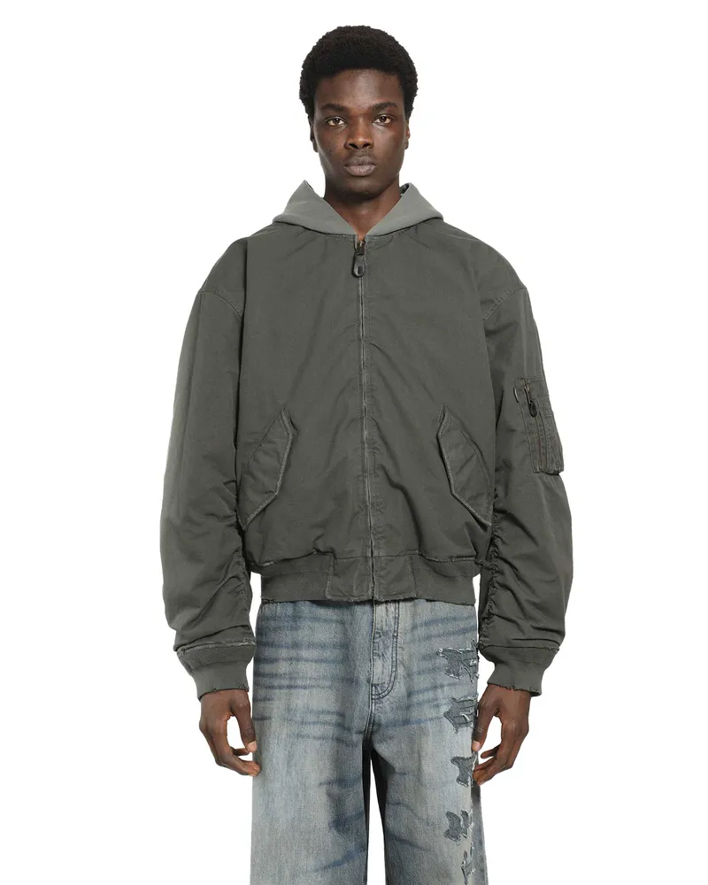 Balenciaga Hooded Standard Bomber Jacket Grey